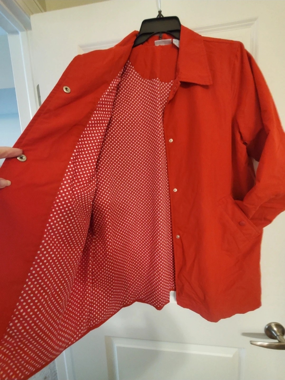 Blair Red Rain Coat with Polka Dot Lining